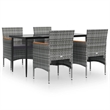 vidaXL Garden Dining Set in Gray and Black