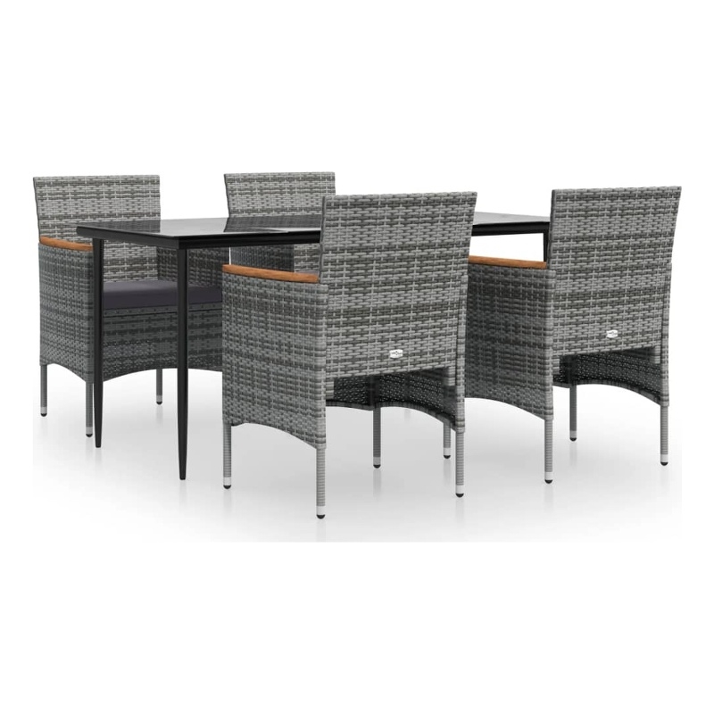 vidaXL Garden Dining Set in Gray and Black