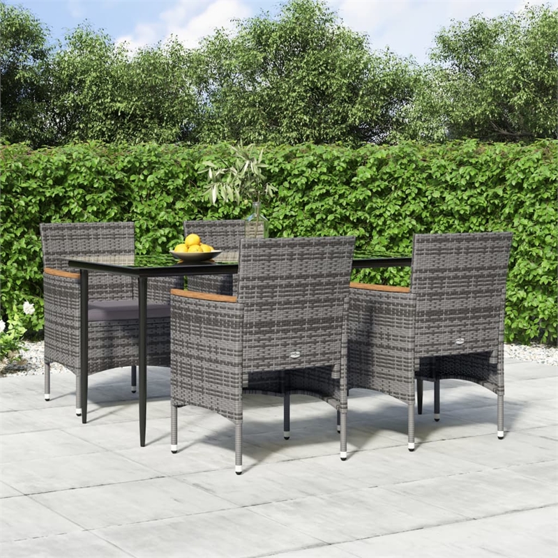 vidaXL Garden Dining Set in Gray and Black