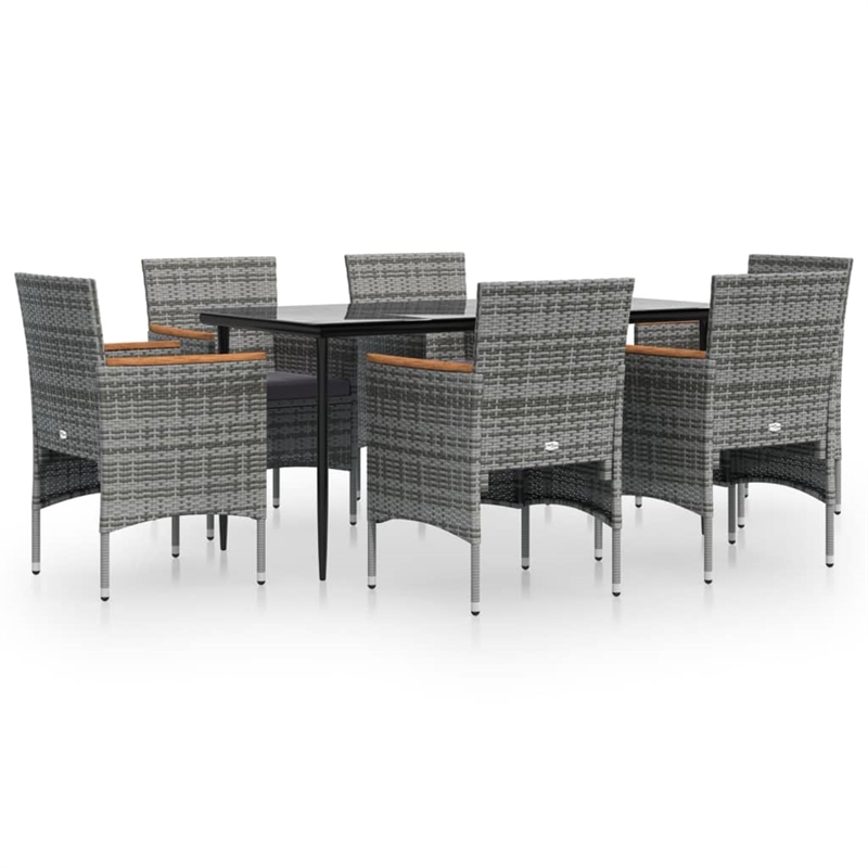 vidaXL Garden Dining Set in Gray and Black