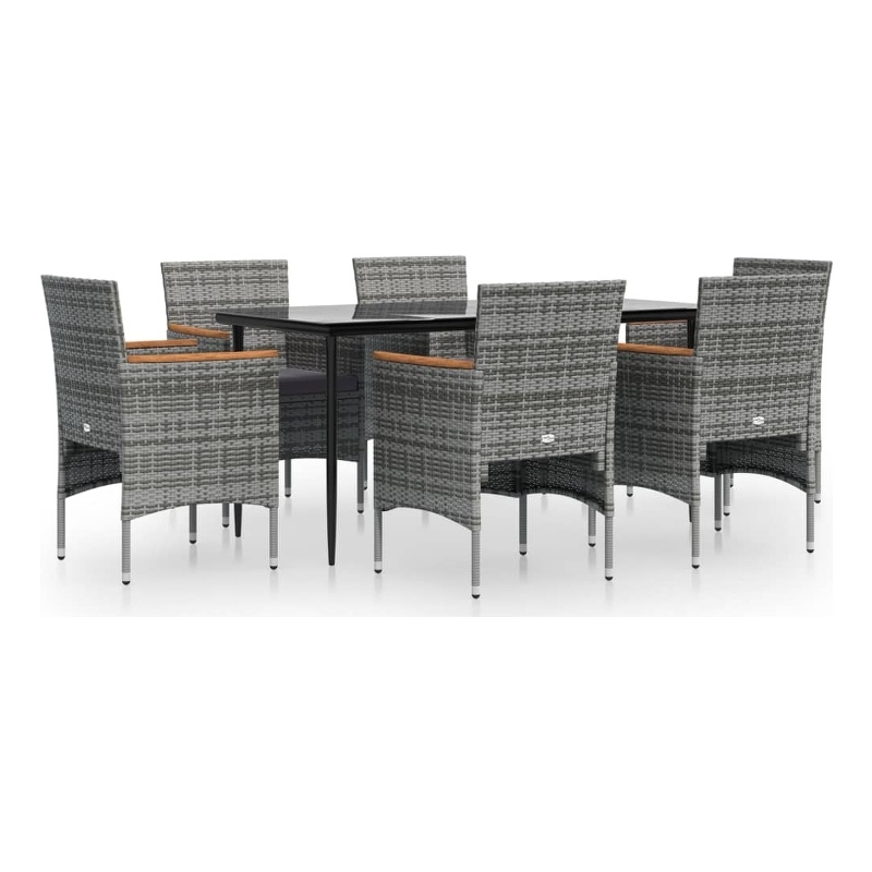 vidaXL Garden Dining Set in Gray and Black