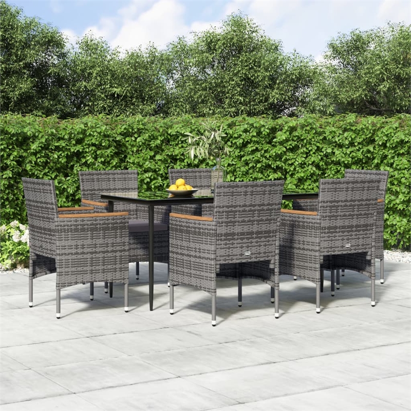 vidaXL Garden Dining Set in Gray and Black