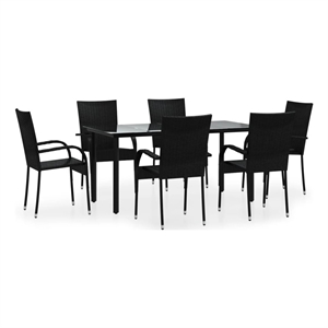 vidaXL Garden Dining Set in Black