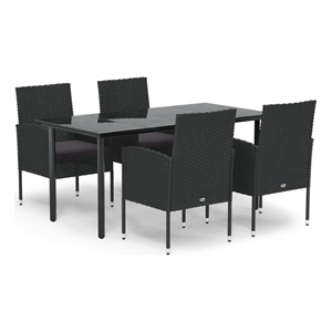 vidaXL Garden Dining Set in Black