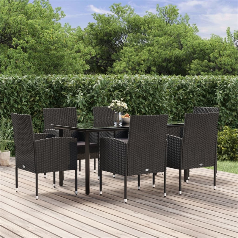 vidaXL Patio Dining Set in Black/Dark Gray