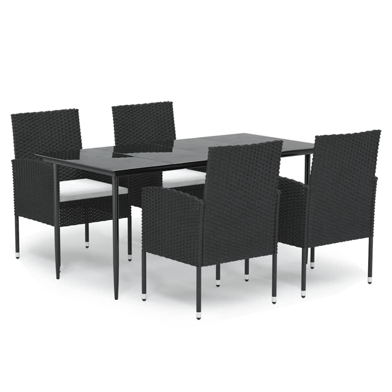 vidaXL Garden Dining Set in Black/Cream White