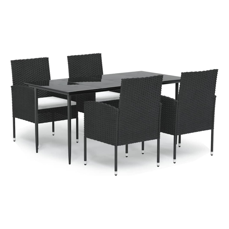 vidaXL Garden Dining Set in Black/Cream White