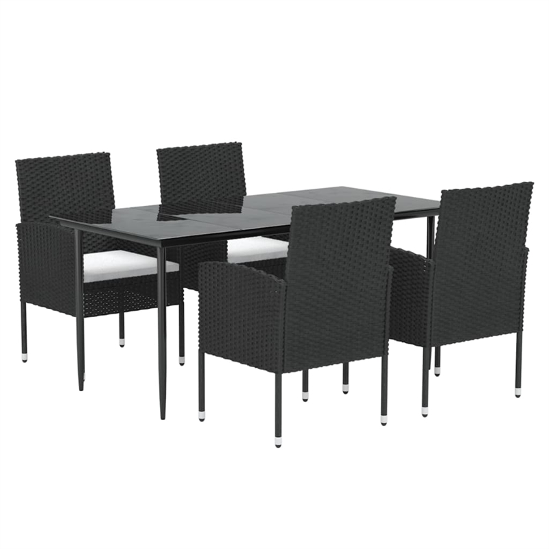 vidaXL Garden Dining Set in Black/Cream White