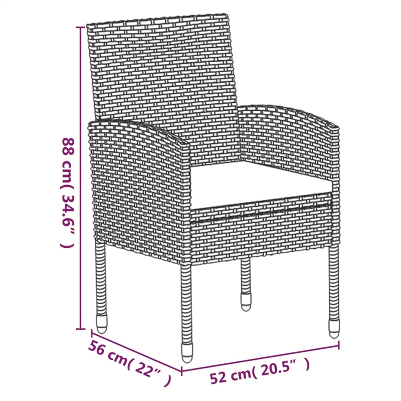 vidaXL Garden Dining Set in Black/Cream White