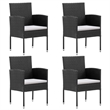 vidaXL Garden Dining Set in Black/Cream White
