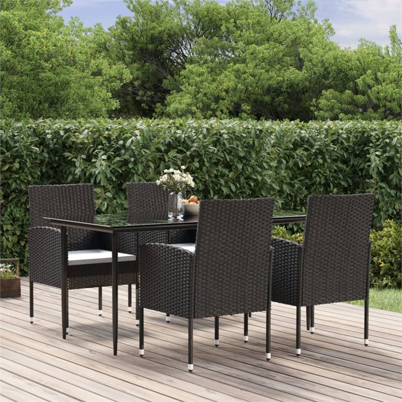 vidaXL Garden Dining Set in Black/Cream White
