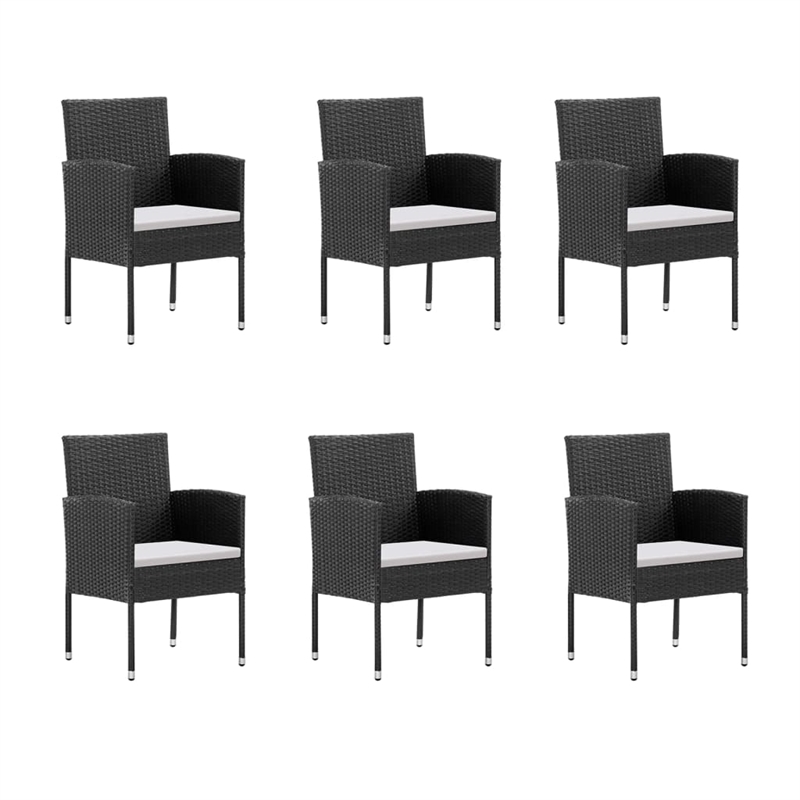 vidaXL Garden Dining Set Table in Black/Cushions Cream White