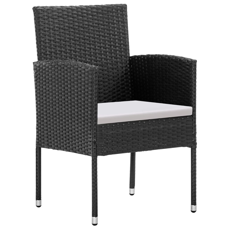 vidaXL Garden Dining Set Table in Black/Cushions Cream White