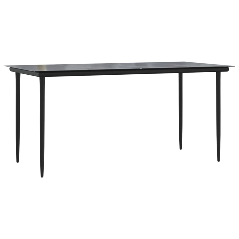 vidaXL Garden Dining Set Table in Black/Cushions Cream White