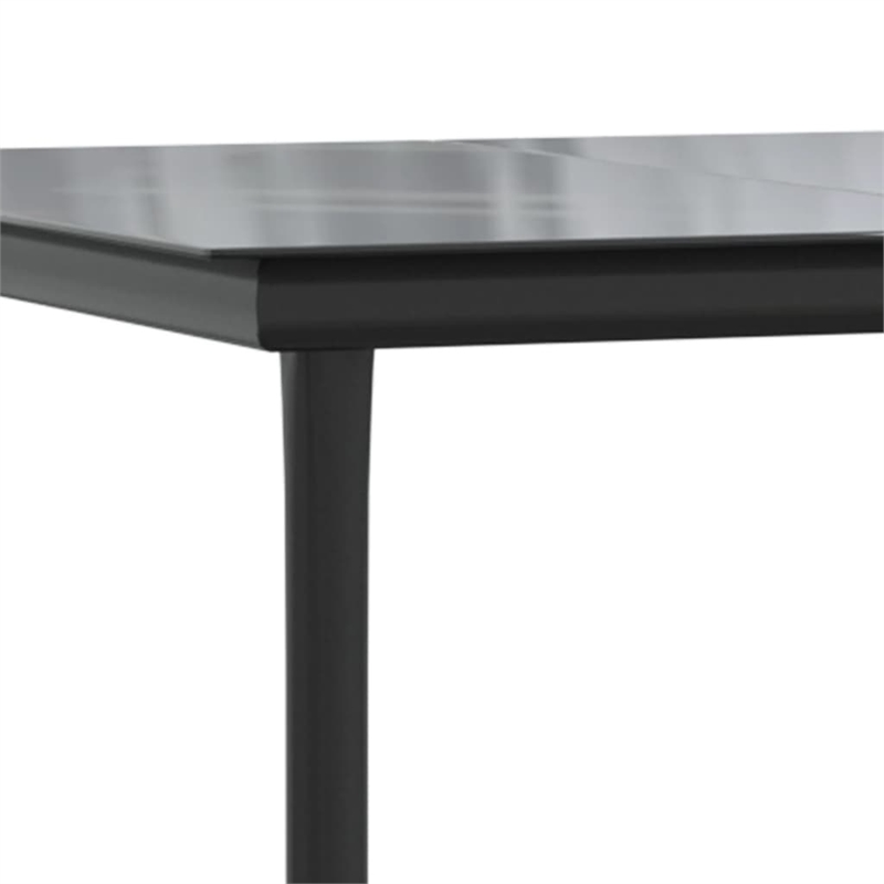 vidaXL Garden Dining Set Table in Black/Cushions Cream White