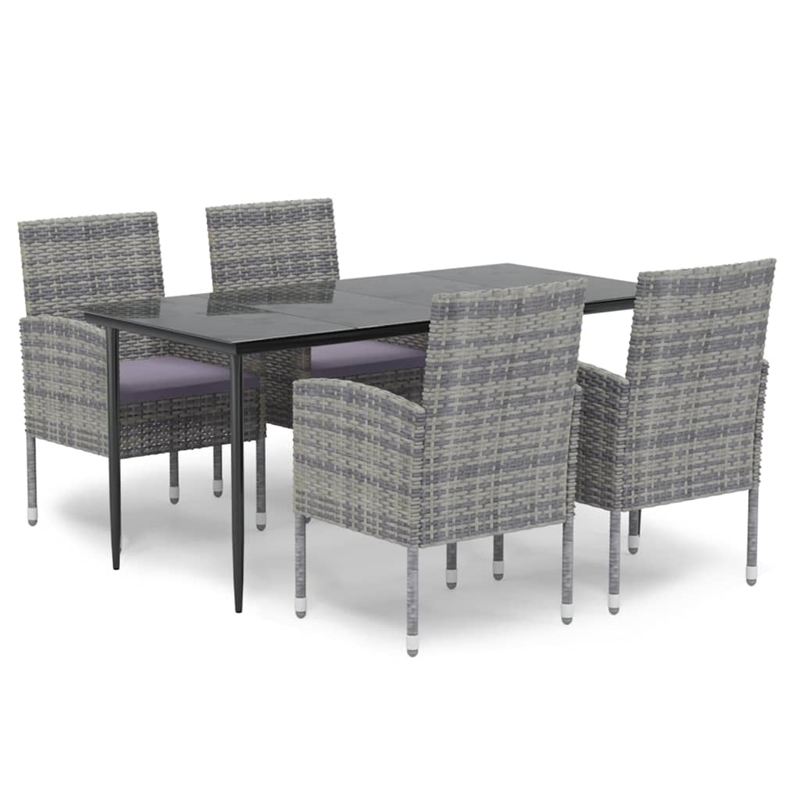 vidaXL Powder-Coated Steel Medium Durable Garden Dining Set in Anthracite/Gray