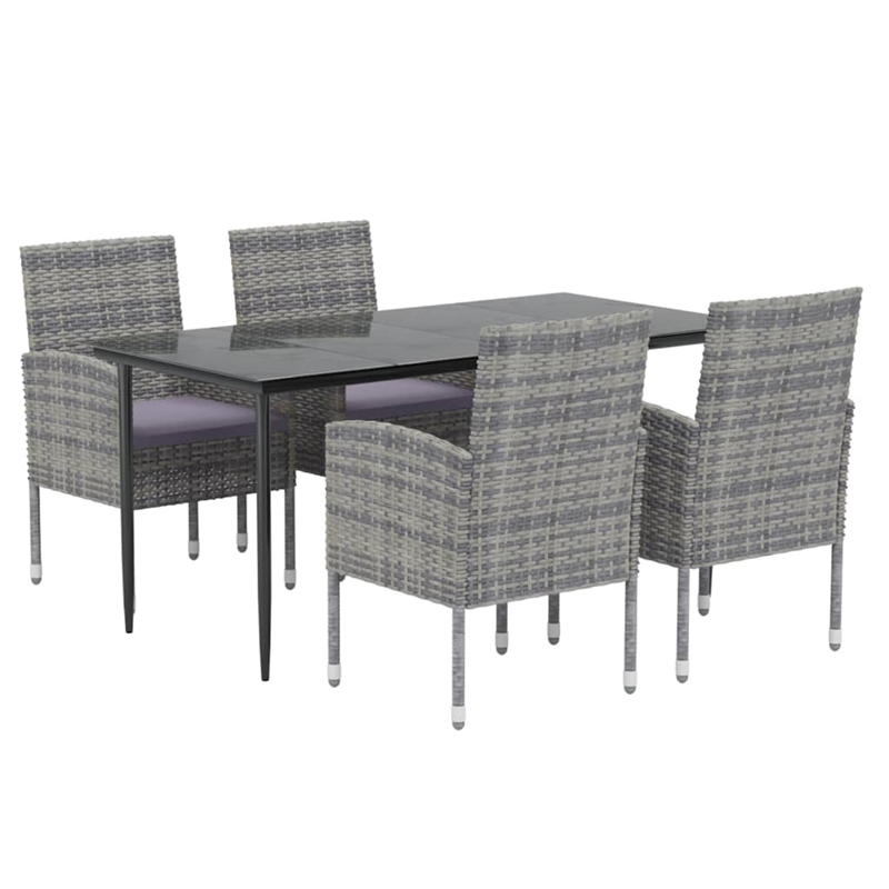 vidaXL Powder-Coated Steel Medium Durable Garden Dining Set in Anthracite/Gray