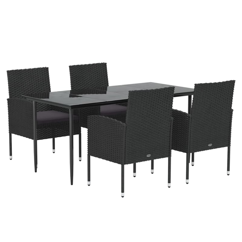 vidaXL PE Rattan Durable Garden Dining Set in Black