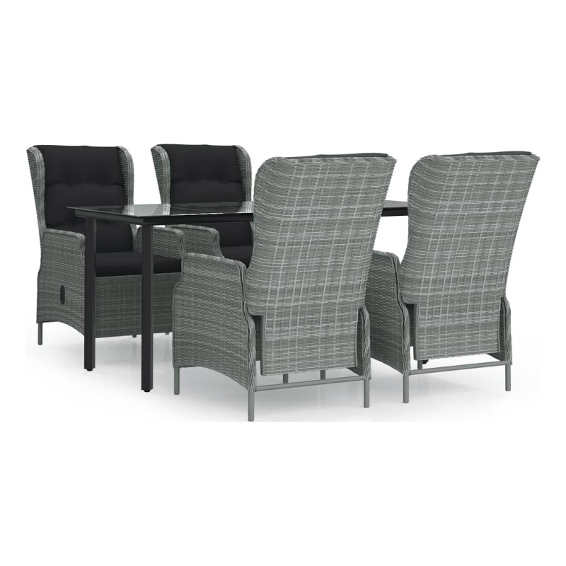 vidaXL Garden Dining Set in Light Gray/Black