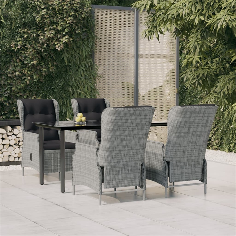 vidaXL Garden Dining Set in Light Gray/Black