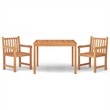 vidaXL Solid Teak Wood 3-Piece Set Garden Dining Set in Brown