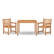 vidaXL Solid Teak Wood 3-Piece Set Garden Dining Set in Brown