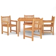 vidaXL Solid Teak Wood 5-Piece Set Garden Dining Set in Brown