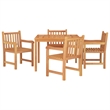 vidaXL Solid Teak Wood 5-Piece Set Garden Dining Set in Brown