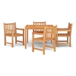 vidaXL Solid Teak Wood 5-Piece Set Garden Dining Set in Brown