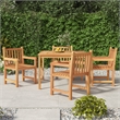 vidaXL Solid Teak Wood 5-Piece Set Garden Dining Set in Brown