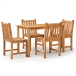 vidaXL Solid Teak Wood 5 Piece Set Durable Garden Dining Set in Brown