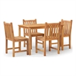vidaXL Solid Teak Wood 5 Piece Set Durable Garden Dining Set in Brown