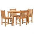vidaXL Solid Teak Wood 5 Piece Set Durable Garden Dining Set in Brown