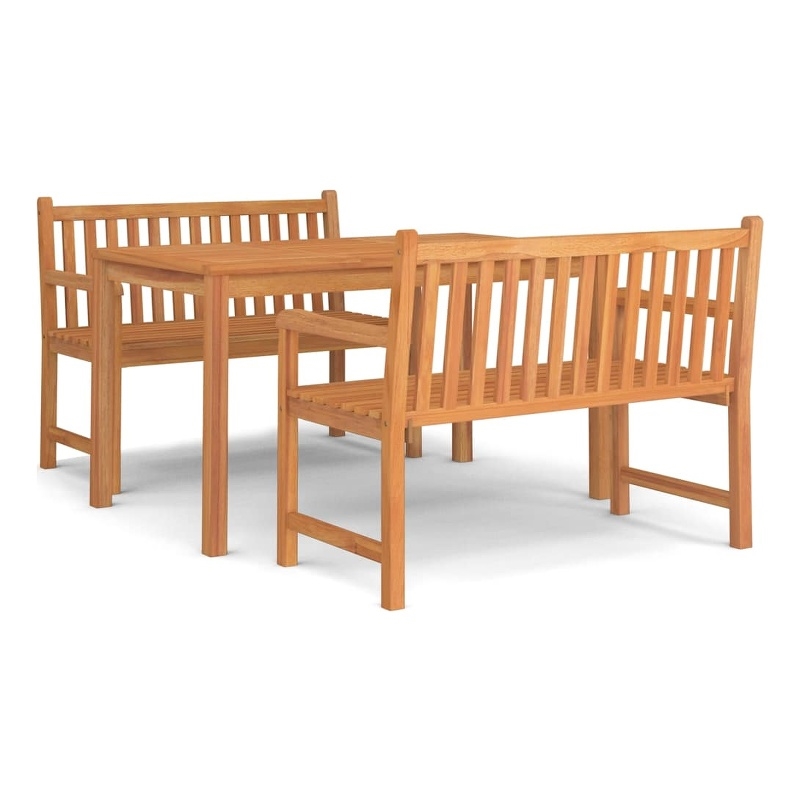 vidaXL Fine Sanded Teak Hardwood Medium Durable Garden Dining Set in Brown