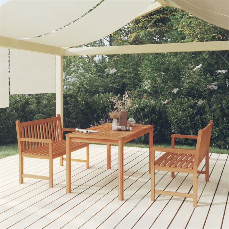 vidaXL Fine Sanded Teak Hardwood Medium Durable Garden Dining Set in Brown