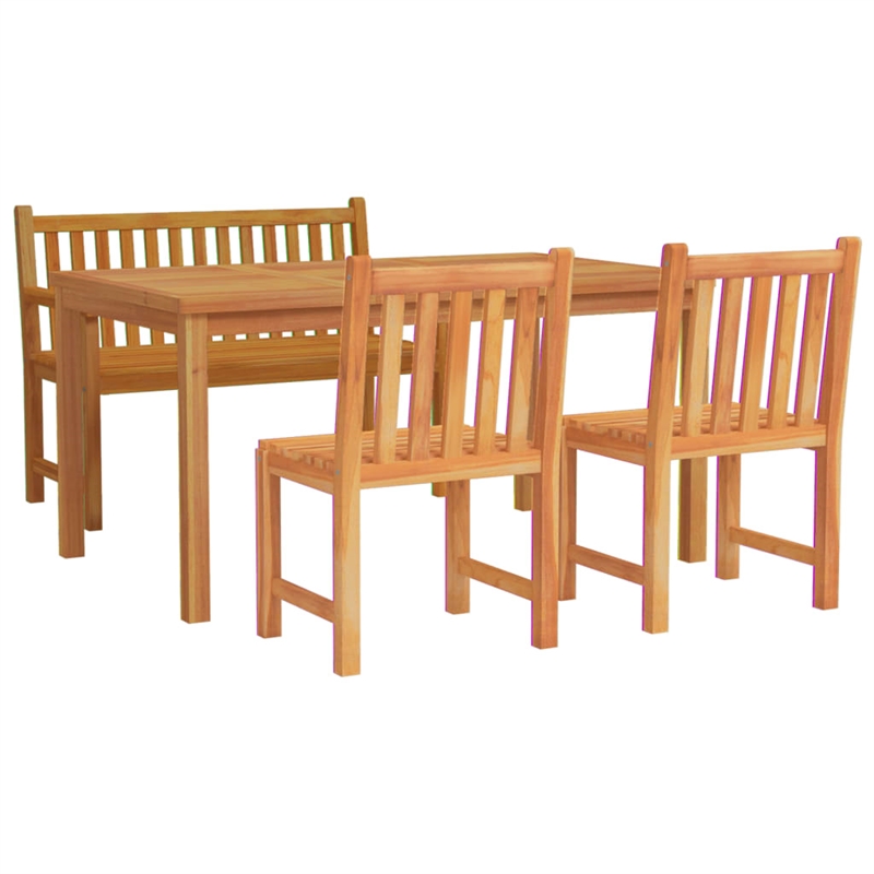 vidaXL Smooth Sanded Teak Hardwood Standard Garden Dining Set in Brown