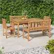 vidaXL Solid Teak Wood Medium Garden Dining Set in Brown