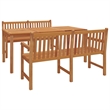 vidaXL Solid Teak Wood Large Durable Garden Dining Set in Brown
