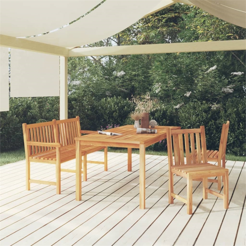 vidaXL Teak Wood 4 Piece Durable Garden Dining Set in Brown