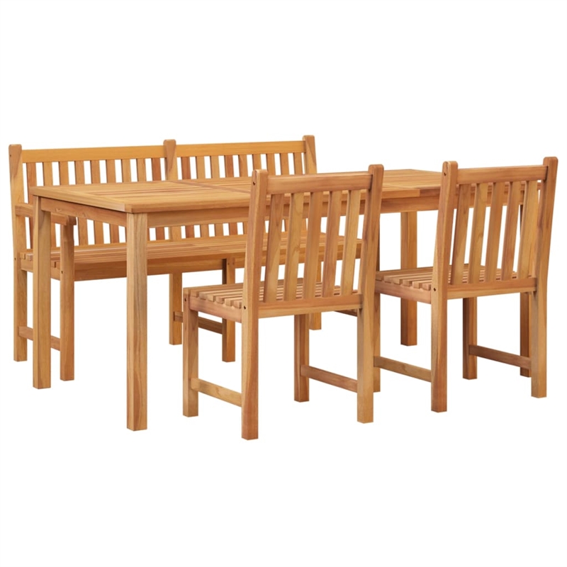 vidaXL Teak Wood 4 Piece Durable Garden Dining Set in Brown