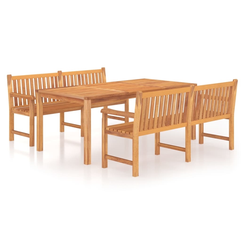 vidaXL Teak Wood Large Durable Garden Dining Set in Brown