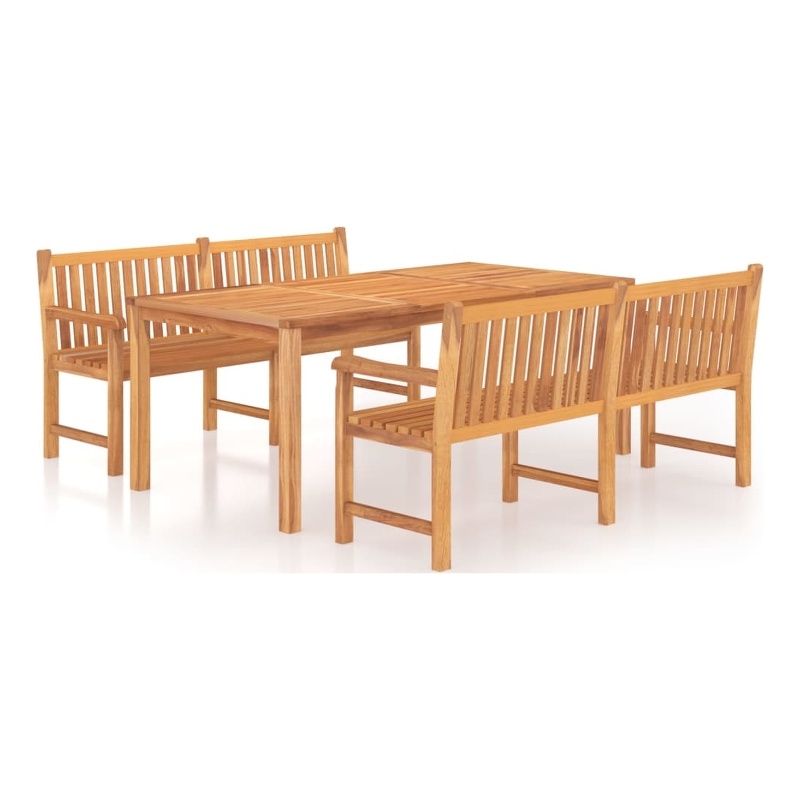 vidaXL Teak Wood Large Durable Garden Dining Set in Brown