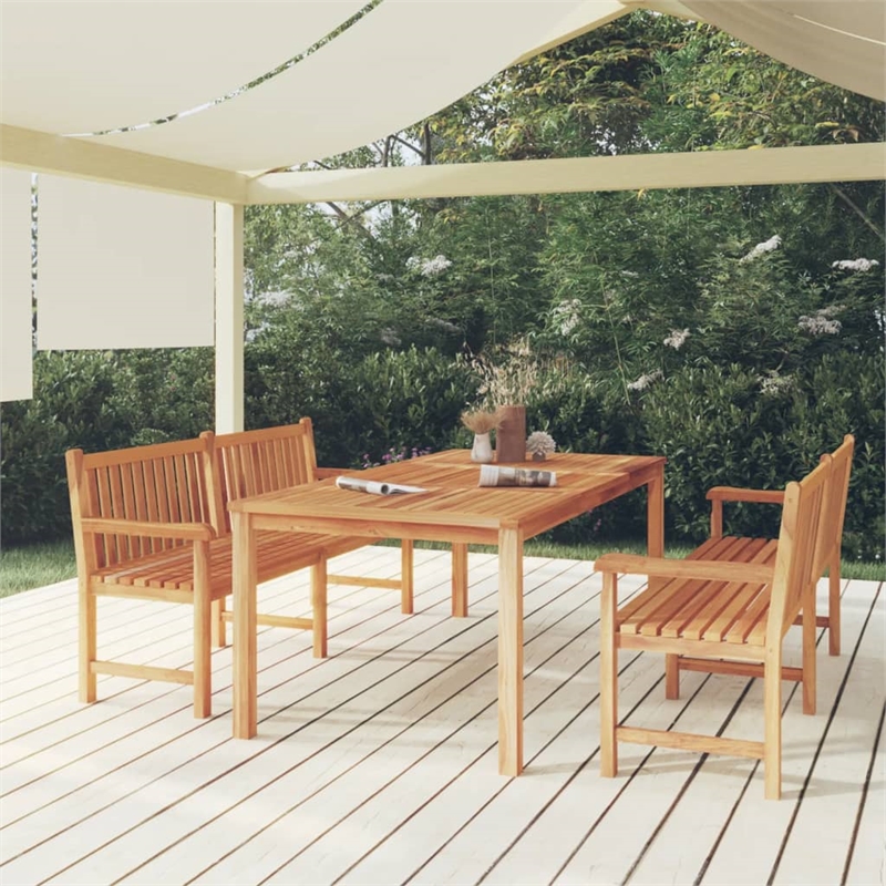 vidaXL Teak Wood Large Durable Garden Dining Set in Brown
