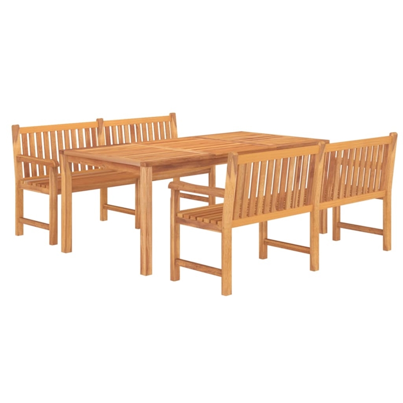 vidaXL Teak Wood Large Durable Garden Dining Set in Brown