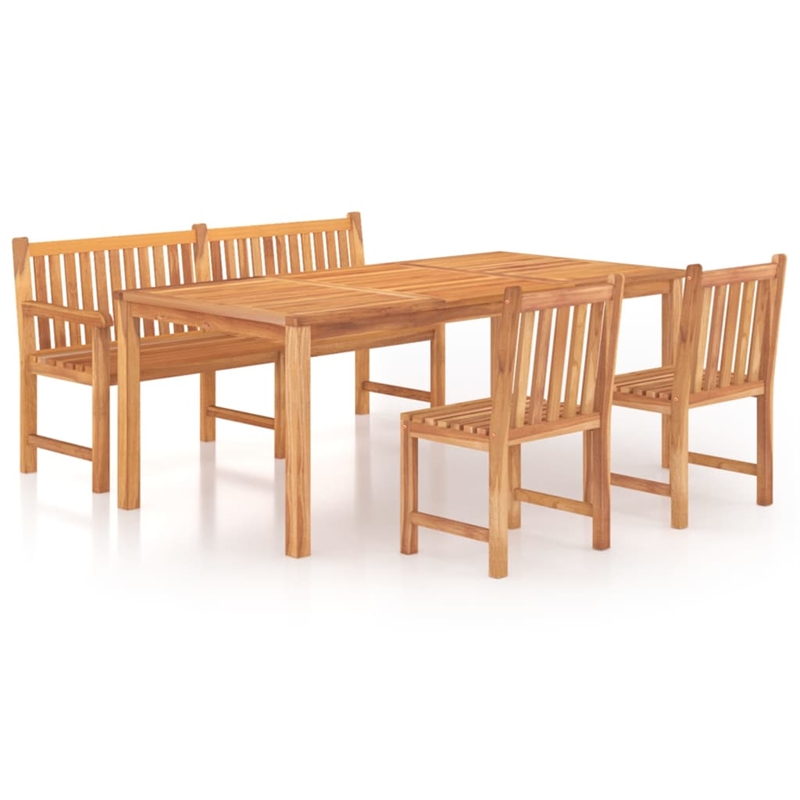 vidaXL Solid Teak Wood Large Durable Garden Dining Set in Brown