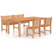vidaXL Solid Teak Wood Large Durable Garden Dining Set in Brown