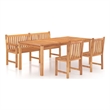 vidaXL Solid Teak Wood Large Durable Garden Dining Set in Brown
