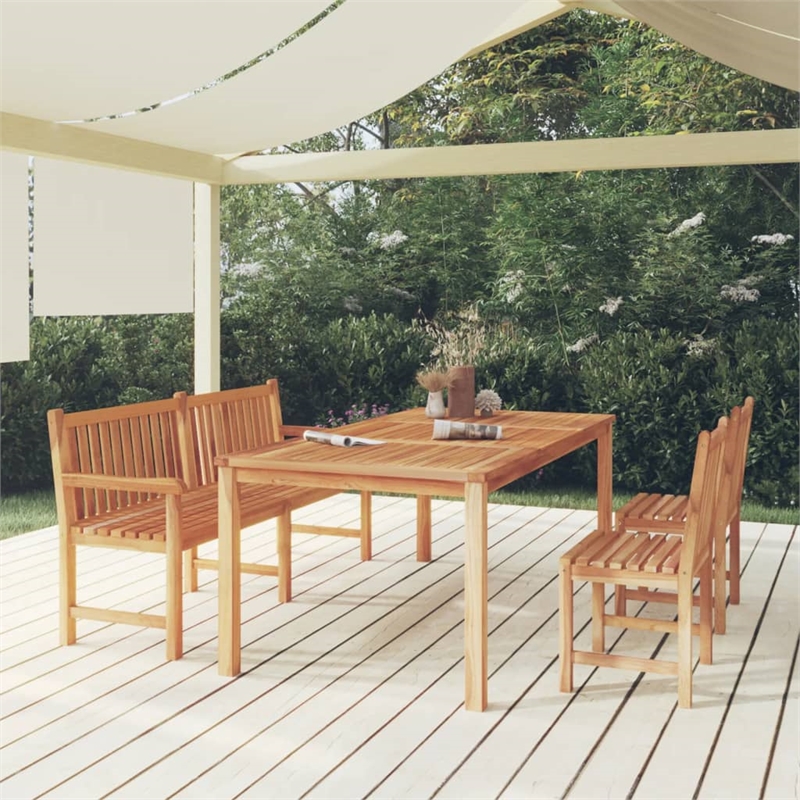 vidaXL Solid Teak Wood Large Durable Garden Dining Set in Brown