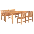 vidaXL Solid Teak Wood Large Durable Garden Dining Set in Brown