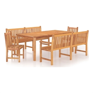 vidaXL Garden Dining Set Natural Teak/Brown